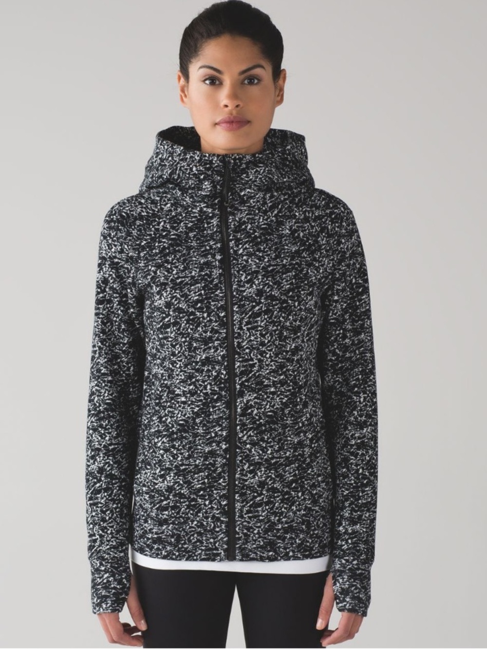 Lululemon Scuba Hoodie IV Iced Wave White Black / Black size 6